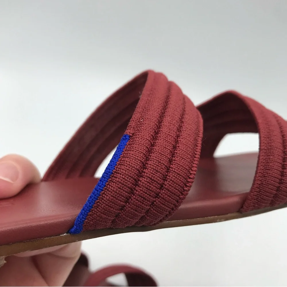 Rothy's Flat Sandals Women's 10 Sangria Red Triple Band Slides Retired Style EUC